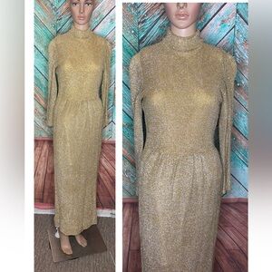 Vintage Victoria Royal Ltd Metallic Knit Fully Lined Evening Gown